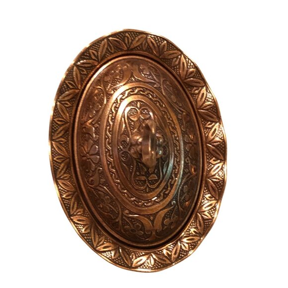 Turkish Coffee Delight Candy Dish Copper Color Ornate Lid and Tray - Picture 8 of 10